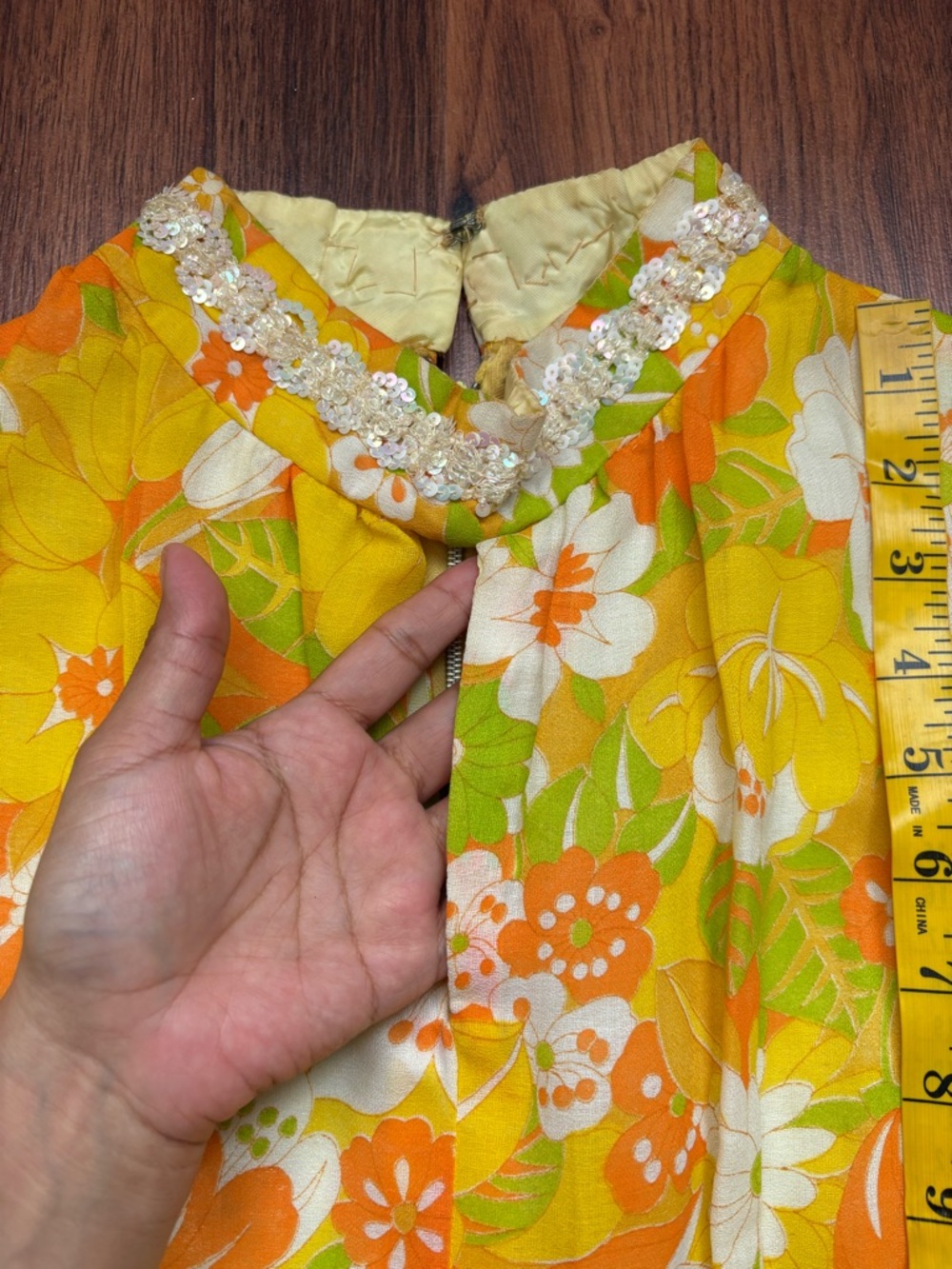 vintage 60s 70s floral sleeveless maxi dress - Picture 5 of 8